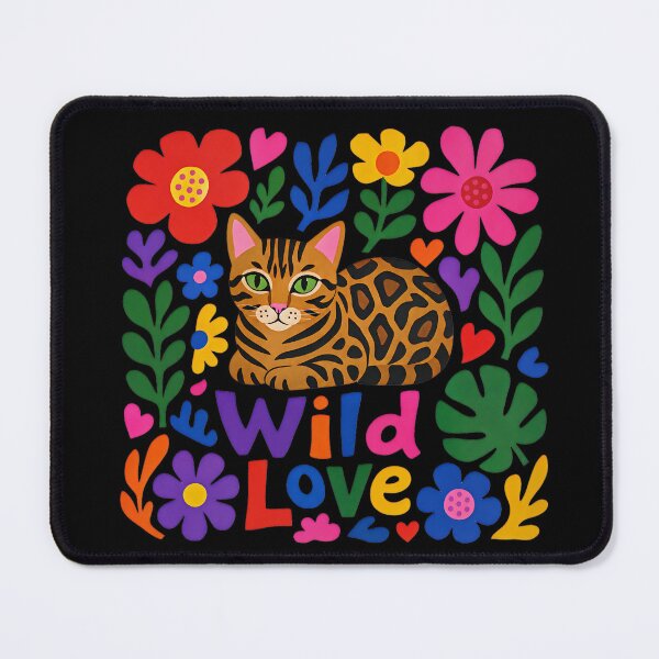 Item preview, Wild Love – Colorful Folk Art Bengal Cat designed and sold by Bengoer18.
