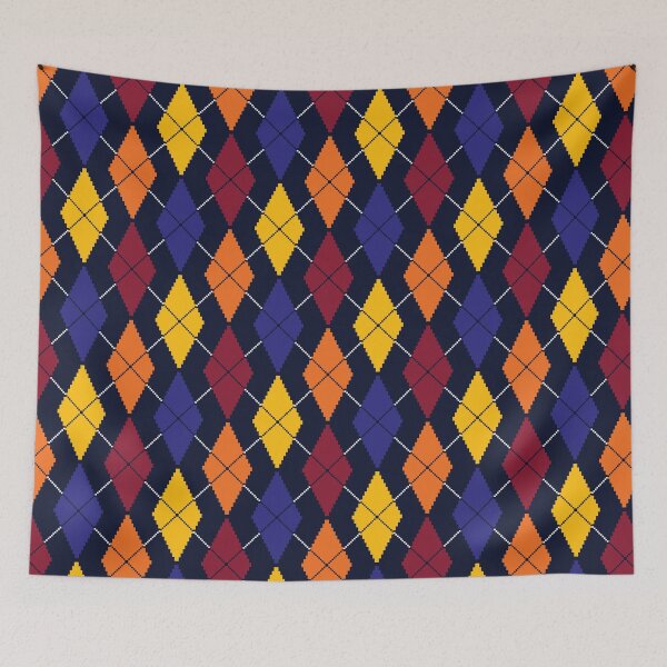 Item preview, Pixel Art Argyle Seamless Pattern in Navy Gold and Crimson designed and sold by mrhighsky.
