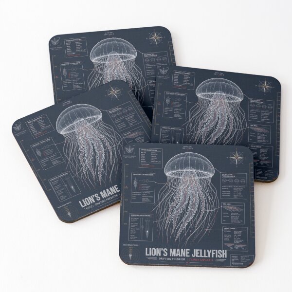 Item preview, Jellyfish Blueprint Art | Sea Creatures Technical Illustration designed and sold by SunnyDesign82.