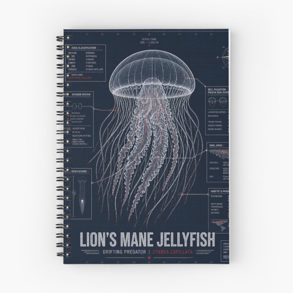 Item preview, Jellyfish Blueprint Art | Sea Creatures Technical Illustration designed and sold by SunnyDesign82.