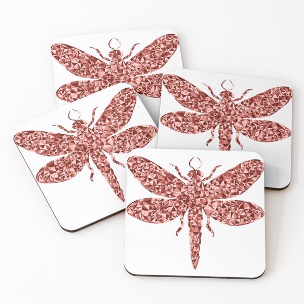 Item preview, Dragonfly Red Triangular Mosaic Silhouette Design designed and sold by DymondDesigns.