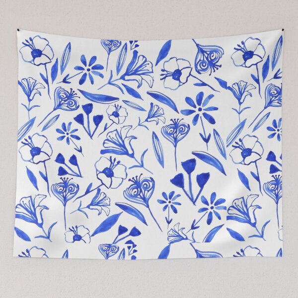 Item preview, Cobalt Blue Wildflowers in Watercolor designed and sold by ElizabethCoelho.