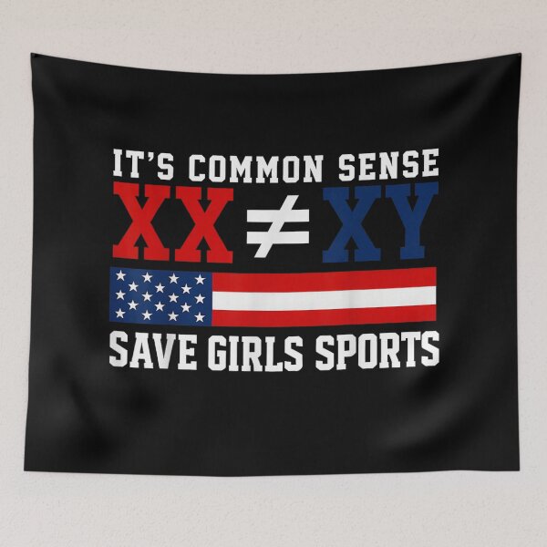 Item preview, It's Common Sense XX Does Not Equal XY Save Girls Sports Conservative American Flag designed and sold by EricCotanori.