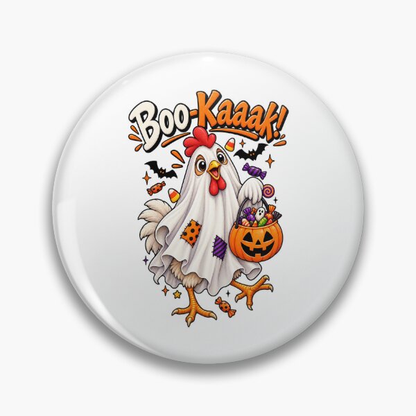 Item preview, Funny Halloween Chicken Design – Boo-Kaak Ghost Chicken with Candy Pumpkin designed and sold by Ayden World.