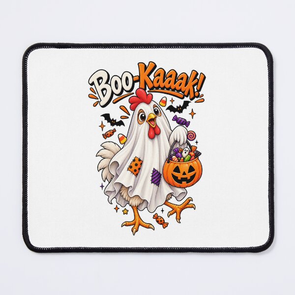 Item preview, Funny Halloween Chicken Design – Boo-Kaak Ghost Chicken with Candy Pumpkin designed and sold by Ayden World.
