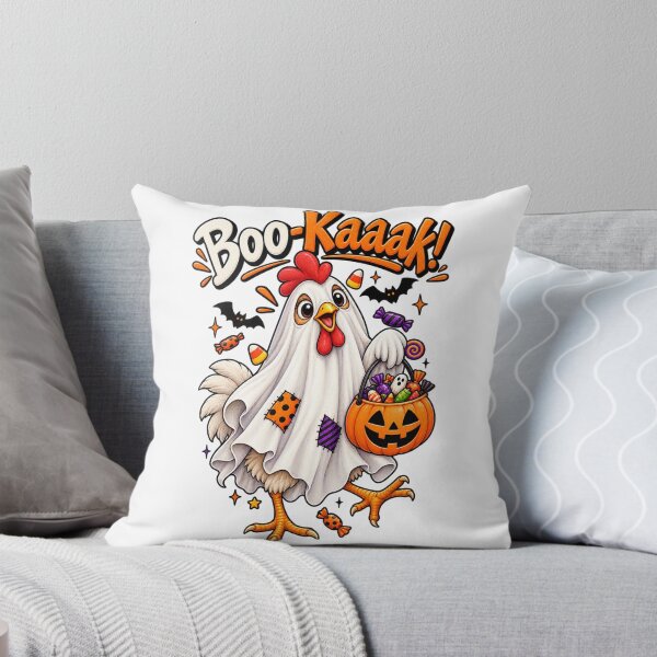 Item preview, Funny Halloween Chicken Design – Boo-Kaak Ghost Chicken with Candy Pumpkin designed and sold by Ayden World.
