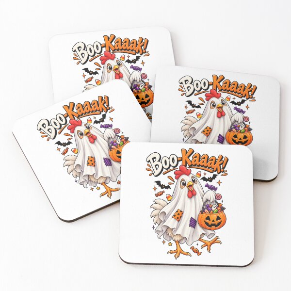 Item preview, Funny Halloween Chicken Design – Boo-Kaak Ghost Chicken with Candy Pumpkin designed and sold by Ayden World.