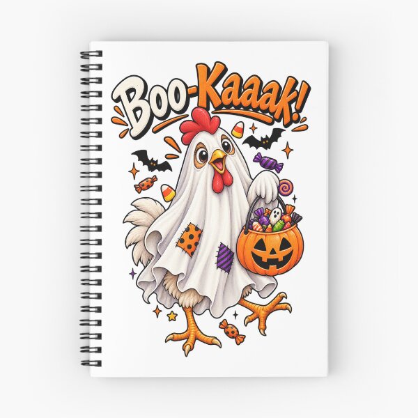 Item preview, Funny Halloween Chicken Design – Boo-Kaak Ghost Chicken with Candy Pumpkin designed and sold by Ayden World.