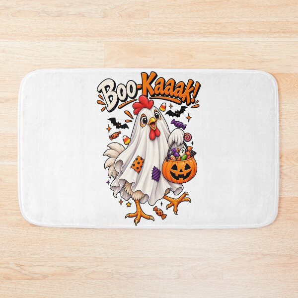 Item preview, Funny Halloween Chicken Design – Boo-Kaak Ghost Chicken with Candy Pumpkin designed and sold by Ayden World.