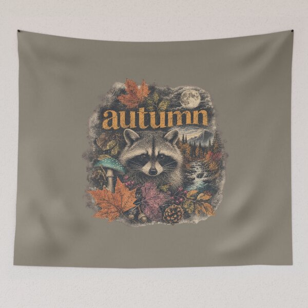 Item preview, Autumn Raccoon Vintage Woodland Nature Illustration designed and sold by Trendvia .