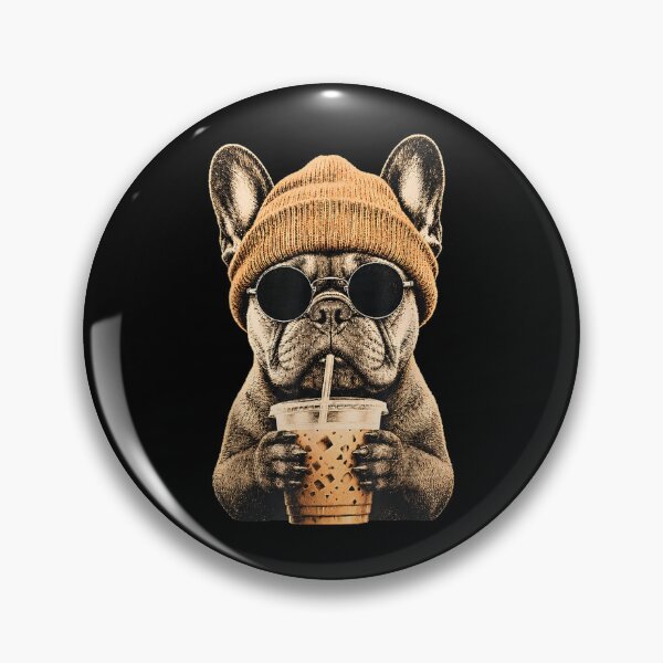 Item preview, Cool French Bulldog Wearing Beanie Sunglasses Drinking Iced Coffee Funny Dog Lover designed and sold by EricCotanori.