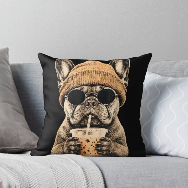 Item preview, Cool French Bulldog Wearing Beanie Sunglasses Drinking Iced Coffee Funny Dog Lover designed and sold by EricCotanori.