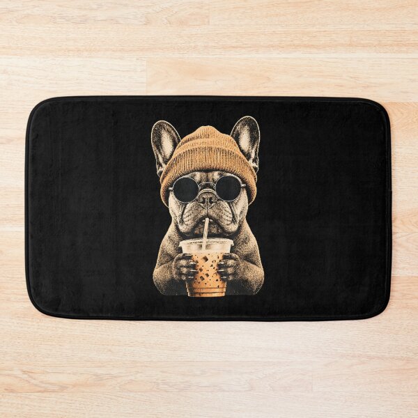Item preview, Cool French Bulldog Wearing Beanie Sunglasses Drinking Iced Coffee Funny Dog Lover designed and sold by EricCotanori.