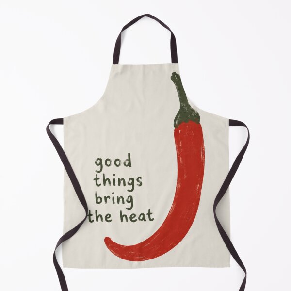 Item preview, Good Things Bring The Heat | Spicy Chili Pepper Art | Quirky Kitchen Decor | Cute Food Typography Print designed and sold by DESIGN DIMENSION .