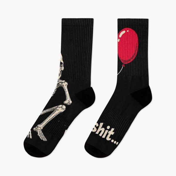 Item preview, Funny Skeleton Sitting Holding Red Balloon Well Shit Meme Dark Humor Sarcasm designed and sold by EricCotanori.