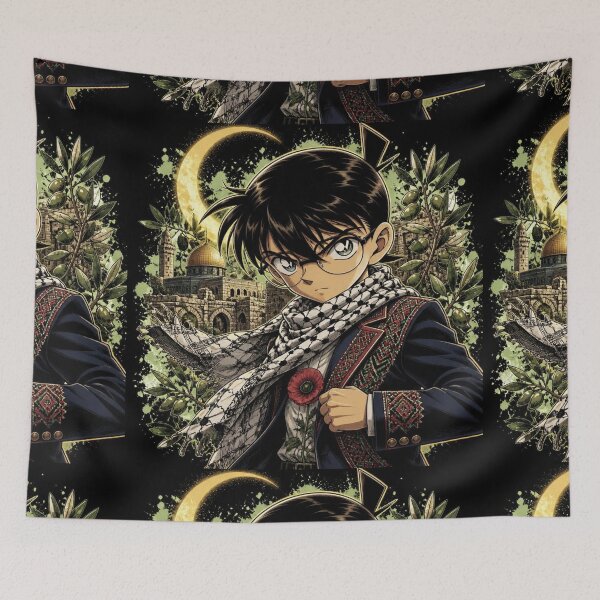 Item preview, Conan Edogawa Palestinian Tatreez Anime Streetwear designed and sold by SoraandSoil.