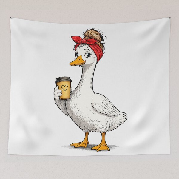 Item preview, Cute Goose with Red Headband – Stylish & Quirky Farm Bird | Funny animal design designed and sold by LittleGinnyArt.