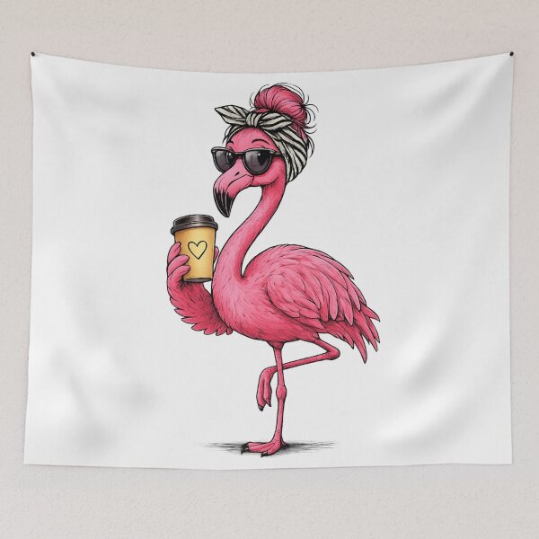 Item preview, Fabulous Pink Flamingo – Stylish Tropical Bird with Sunglasses & Headband designed and sold by LittleGinnyArt.