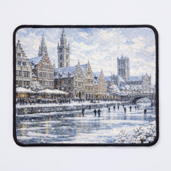 Item preview, Ghent in Belgium painting – A Winter Scene in This Beautiful European City. designed and sold by GalleryKauffeld.