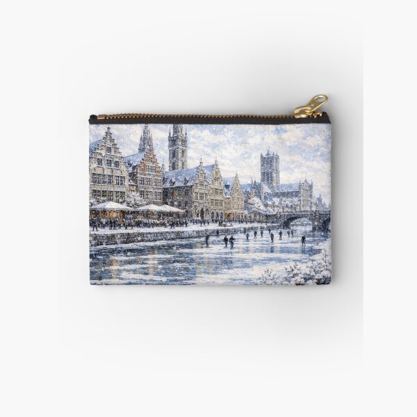 Item preview, Ghent in Belgium painting – A Winter Scene in This Beautiful European City. designed and sold by GalleryKauffeld.