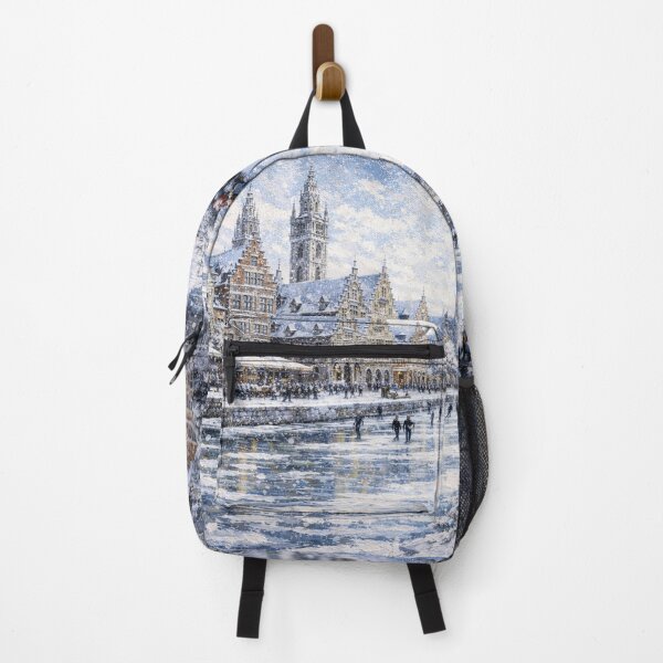 Item preview, Ghent in Belgium painting – A Winter Scene in This Beautiful European City. designed and sold by GalleryKauffeld.