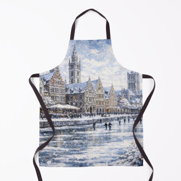 Item preview, Ghent in Belgium painting – A Winter Scene in This Beautiful European City. designed and sold by GalleryKauffeld.