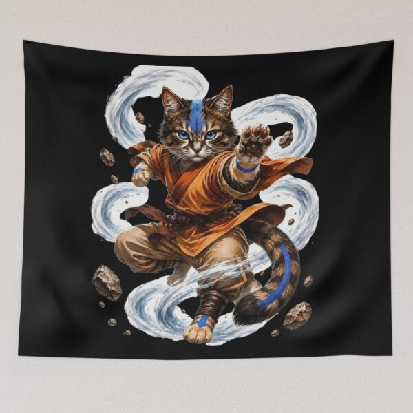 Item preview, Kimono Anime Cat Air Bending Warrior designed and sold by JediKittenWars.