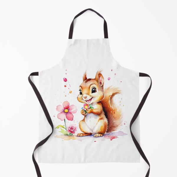 Item preview, Happy Little Squirrel Holding Tiny Flowers Watercolor designed and sold by J-CCreations.