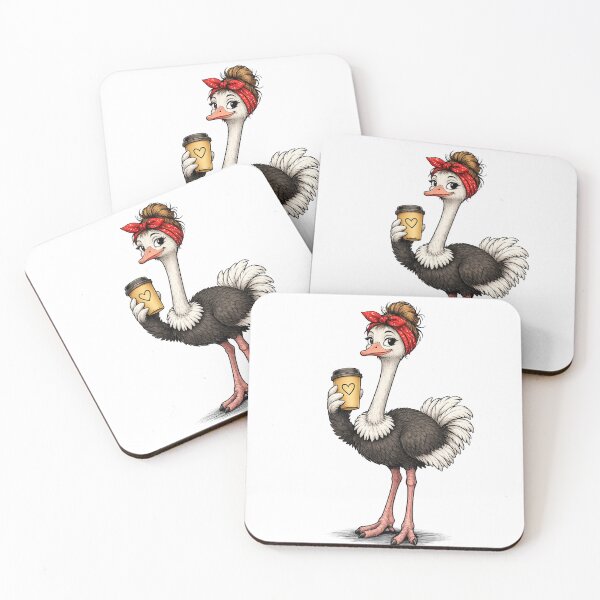 Item preview, Stylish Ostrich with Red Headband – Funny Farm Bird | Cute & Quirky Animal Design designed and sold by LittleGinnyArt.