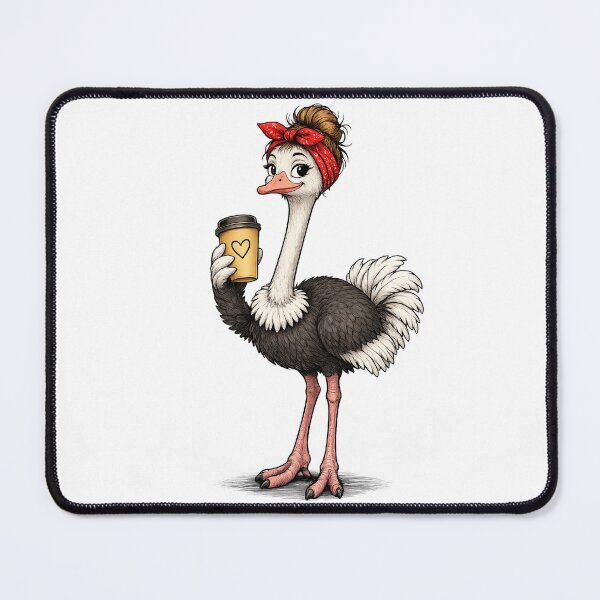 Item preview, Stylish Ostrich with Red Headband – Funny Farm Bird | Cute & Quirky Animal Design designed and sold by LittleGinnyArt.