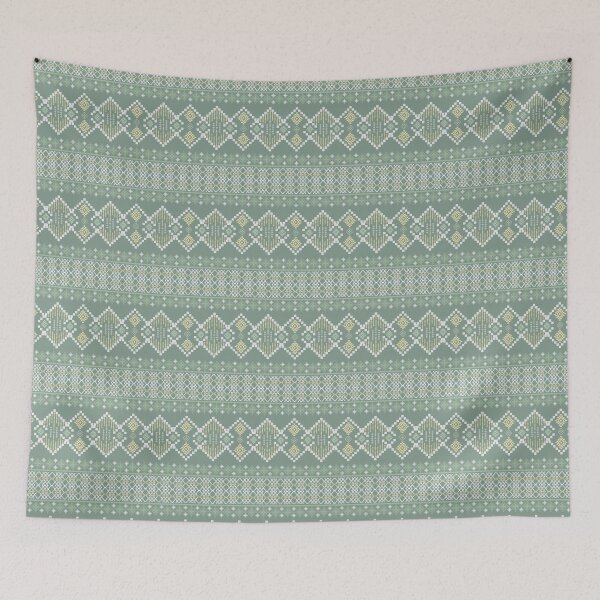 Item preview, Thai Pixel Stripe Seamless Pattern Sage Green Traditional Woven Textile Ethnic Fabric Design designed and sold by KOPatternCo.