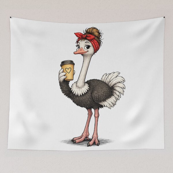 Item preview, Stylish Ostrich with Red Headband – Funny Farm Bird | Cute & Quirky Animal Design designed and sold by LittleGinnyArt.