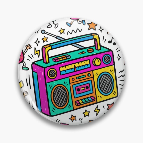 Item preview, Retro Boombox Dancing Music Notes Party designed and sold by badbar.
