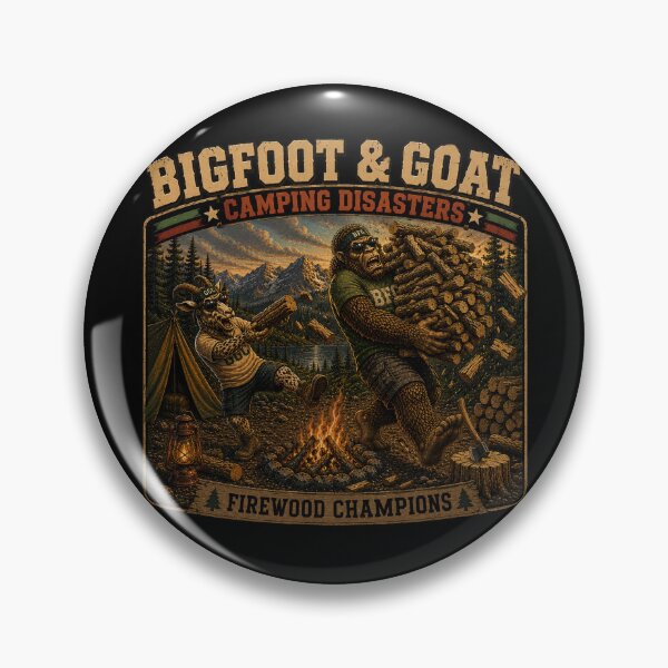 Artikelvorschau, Bigfoot und Ziegen-Brennholz-Champions: Lustiges Camping-Desaster entworfen und verkauft von NicheBloom.