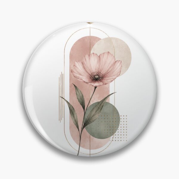 Item preview, Blush Pink Botanical Geometric Flower with Gold Crescent Moon | Boho Luxury Aesthetic designed and sold by MUSA'S.