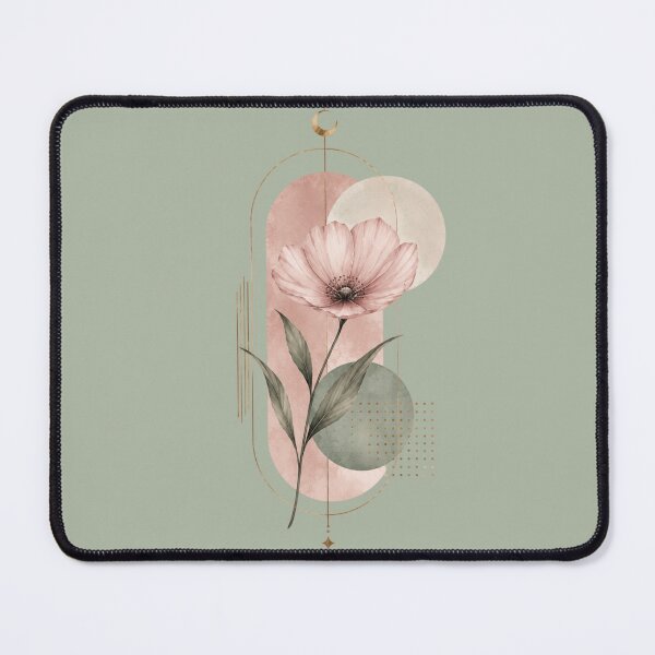 Item preview, Blush Pink Botanical Geometric Flower with Gold Crescent Moon | Boho Luxury Aesthetic designed and sold by MUSA'S.