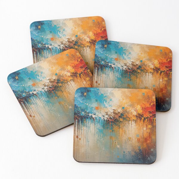 Item preview, Horizon Cascade - Modern Textured Abstract Art in Teal and Orange designed and sold by Joey Santiago.