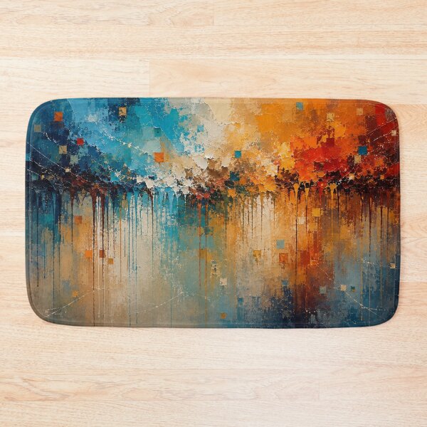 Item preview, Horizon Cascade - Modern Textured Abstract Art in Teal and Orange designed and sold by Joey Santiago.