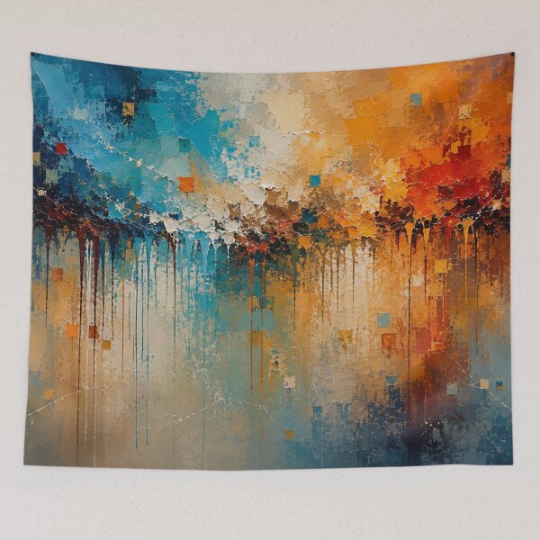 Item preview, Horizon Cascade - Modern Textured Abstract Art in Teal and Orange designed and sold by Joey Santiago.
