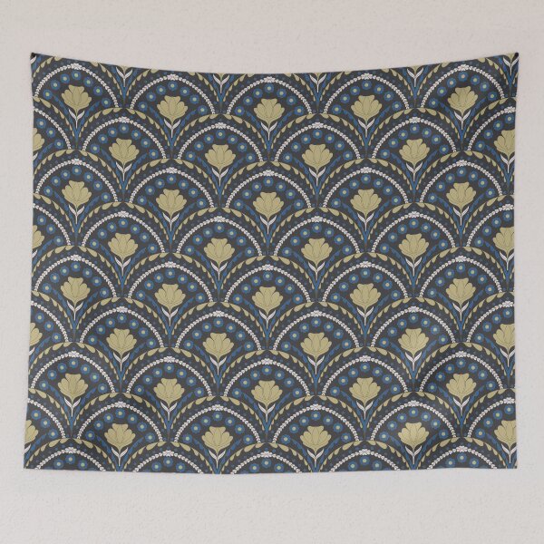 Item preview, Petal in Sage Green and Cobalt Blue on Dark Grey designed and sold by artistmaria.