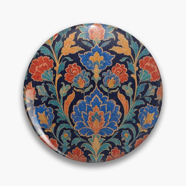 Item preview, Turkish Islamic Art Iznik Tile Pattern Dark Navy Ottoman Floral Print designed and sold by JIGUWORLD.