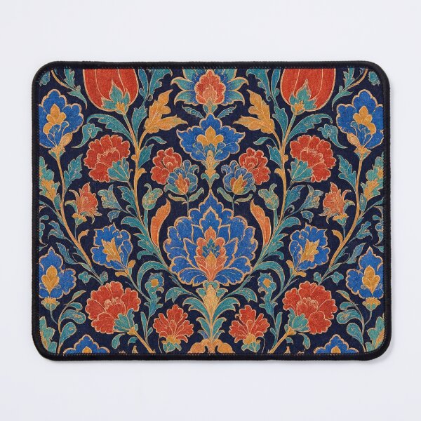 Item preview, Turkish Islamic Art Iznik Tile Pattern Dark Navy Ottoman Floral Print designed and sold by JIGUWORLD.