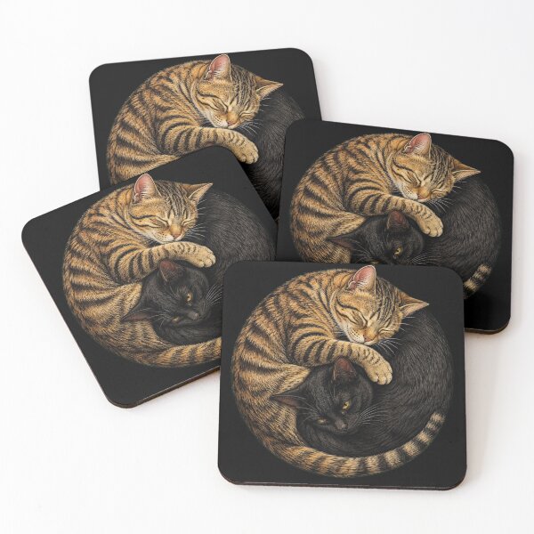 Item preview, cat lovers cozy sleeping cats yin yang art designed and sold by anapldv.