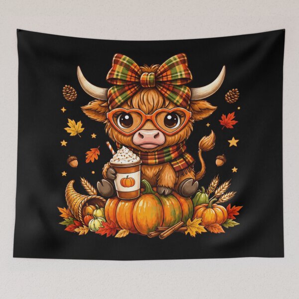 Item preview, Cute Highland Cow Pumpkin Spice Latte Autumn Thanksgiving Fall Graphic designed and sold by DaphoLatara.