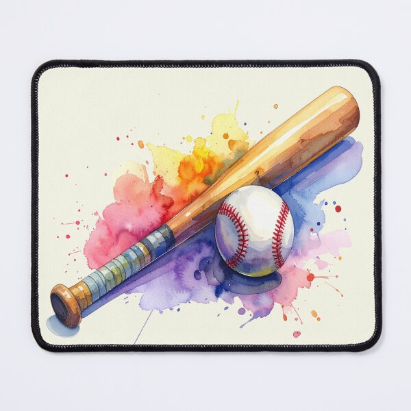 Item preview, Baseball bat and ball in watercolor designed and sold by LiskoDesign.