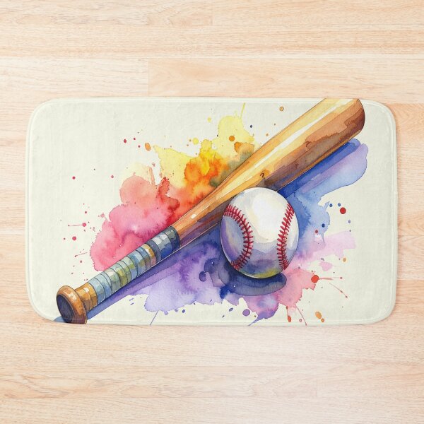 Item preview, Baseball bat and ball in watercolor designed and sold by LiskoDesign.