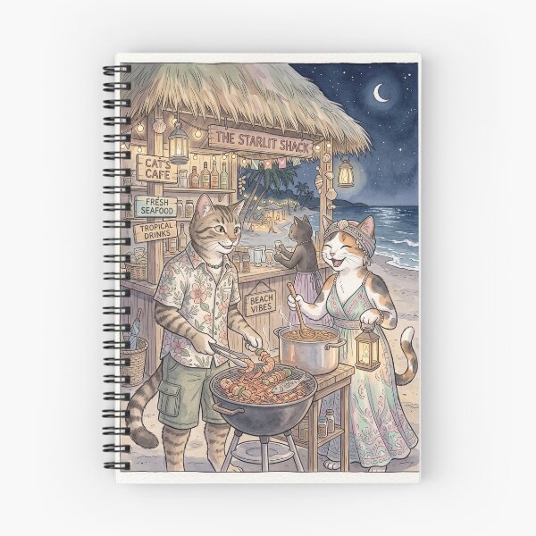 Item preview, Cats at a cozy watercolor tropical beach night barbecue designed and sold by TheCoolCatsMx.