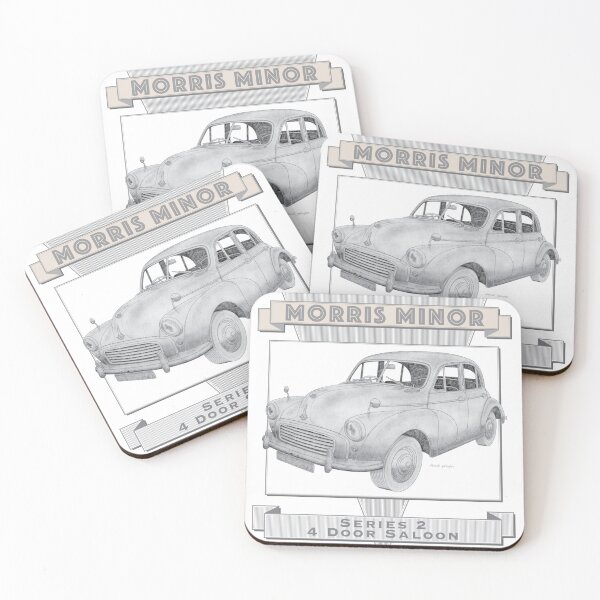 Artikelvorschau, Morris Minor Serie 2 4-türige Limousine, handgezeichnet entworfen und verkauft von Classic Car Art Drawings.