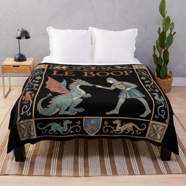 Item preview, Medieval Knight Booping Dragon Tapestry Art Funny Meme Le Boop designed and sold by DaphoLatara.