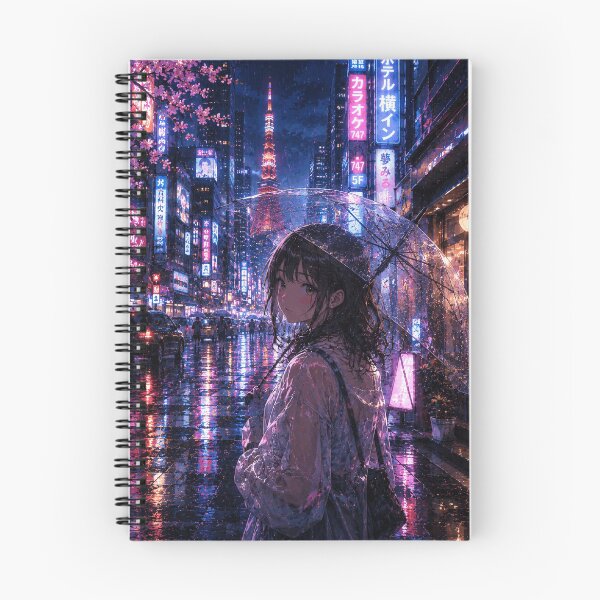 Item preview, Tokyo Rainy Night - Anime Girl with Umbrella and Tokyo Tower designed and sold by CzipipitoStudio.